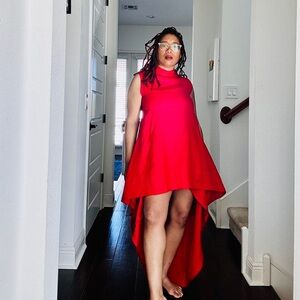 Elegant Red High-Low Dress